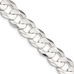 Sterling Silver 11.9mm Concave Beveled Curb Chain