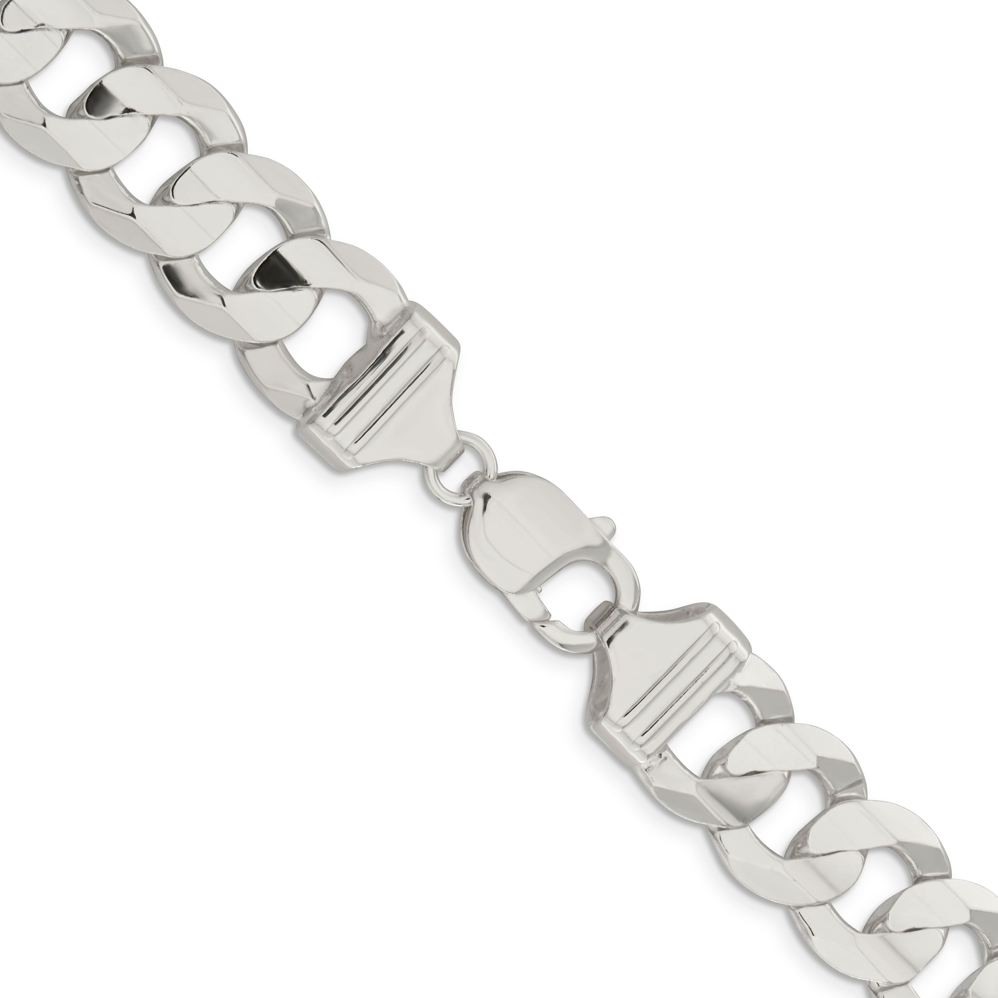 Sterling Silver 13.8mm Concave Beveled Curb Chain