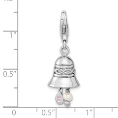 Sterling Silver Wedding Bell with CZ And FW Cultured Pearl w/Lobster