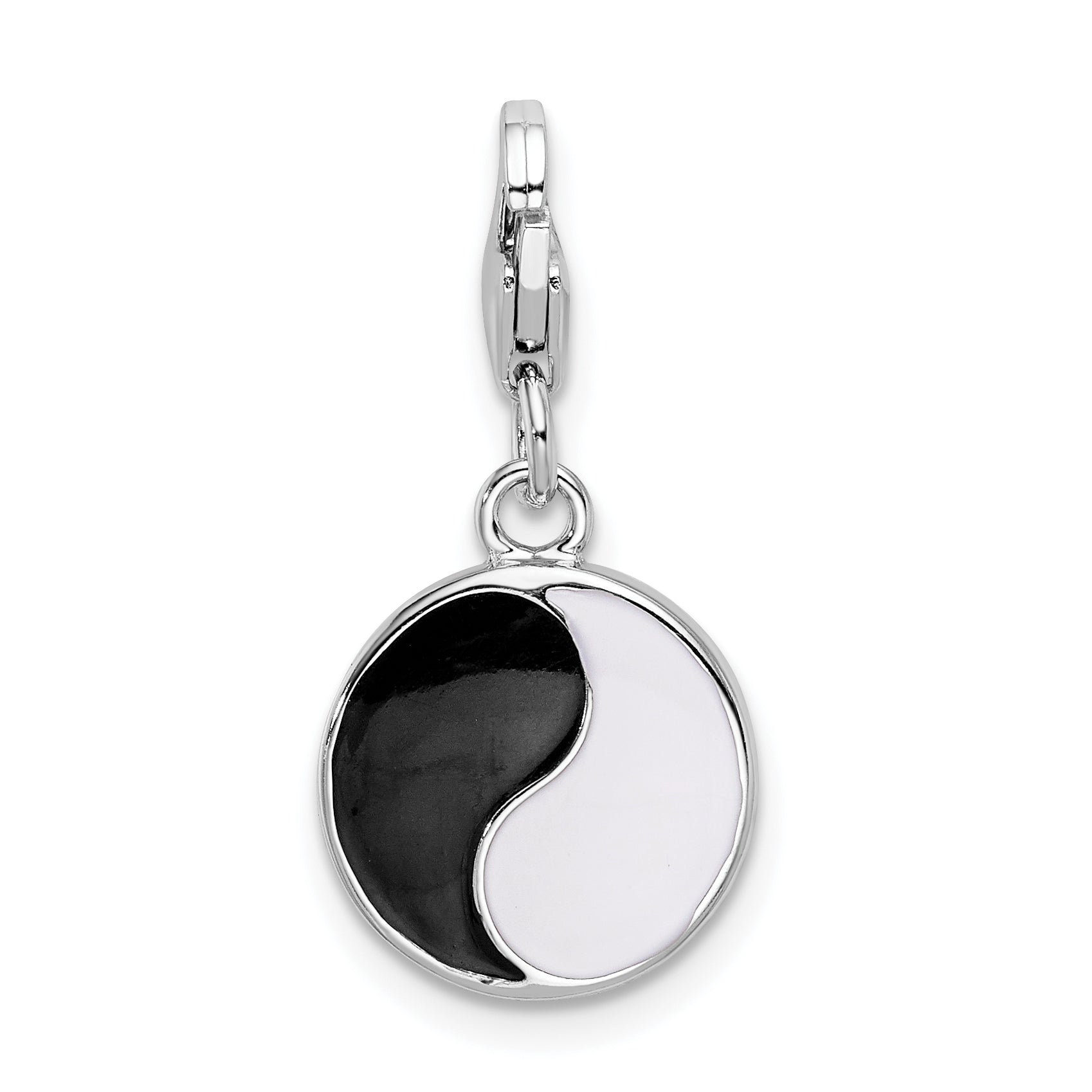 Sterling Silver Enamel and Swarovski Elements Yin And Yang Charm