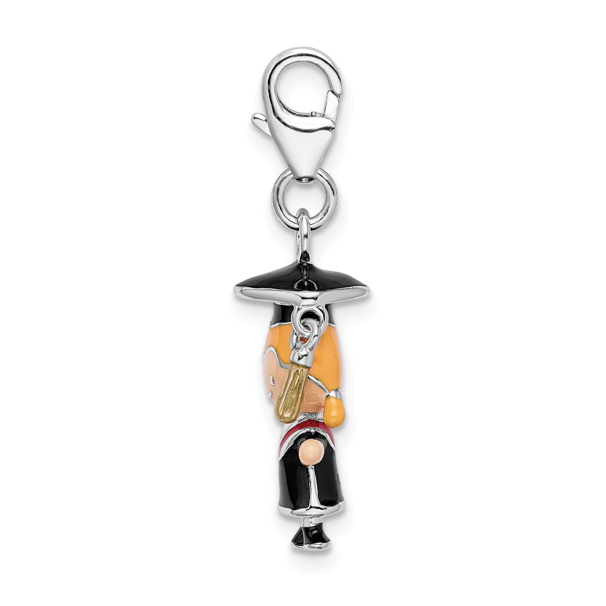 Sterling Silver Enamel Grad Girl w/ Lobster Clasp Charm