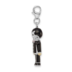 Sterling Silver and Black Enamel Groom w/ Lobster Clasp Charm