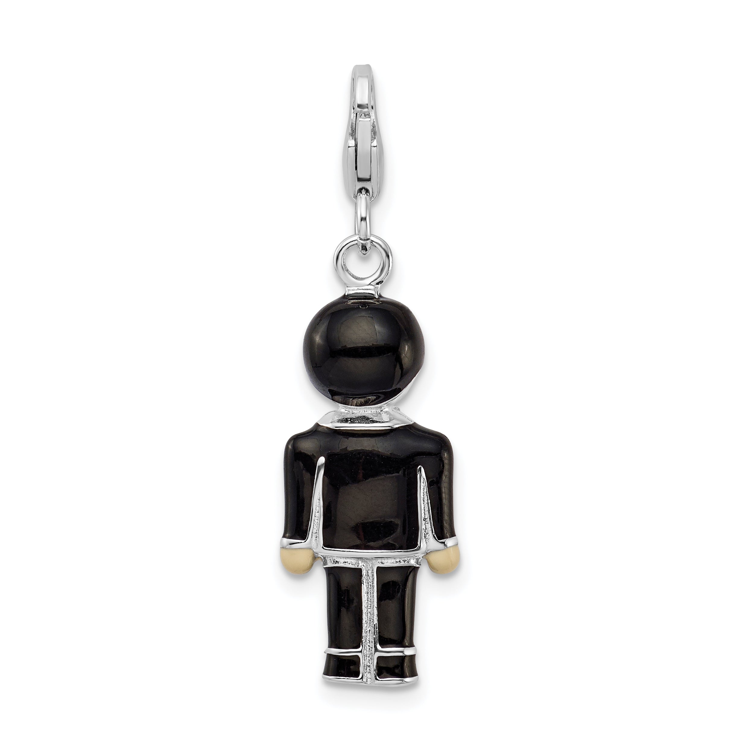 Sterling Silver and Black Enamel Groom w/ Lobster Clasp Charm