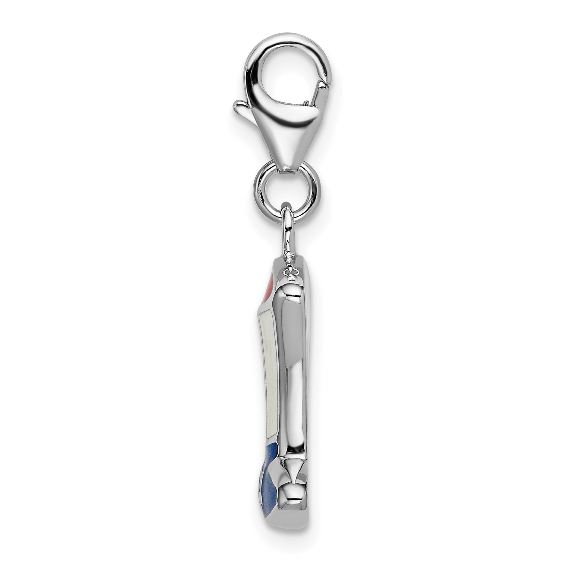 Sterling Silver Rhodium USA Hat Charm with Enamel Accents