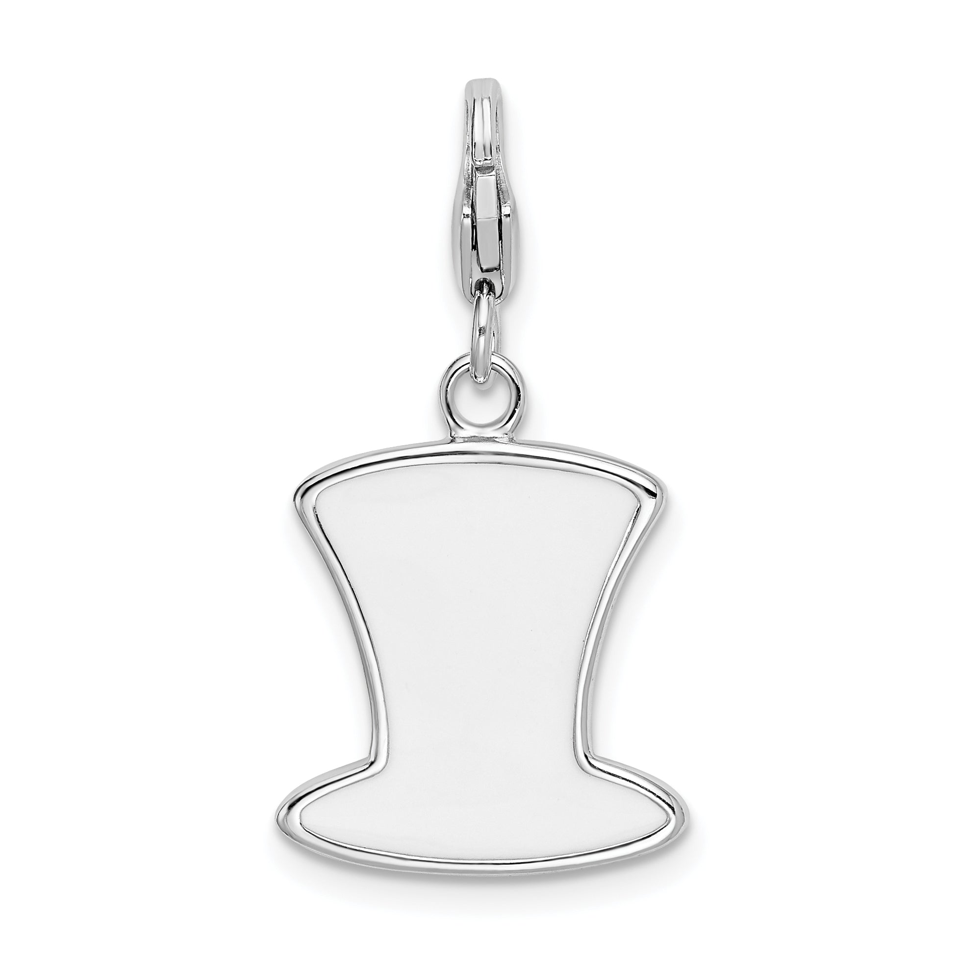 Sterling Silver Rhodium USA Hat Charm with Enamel Accents