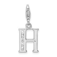 Amore La Vita 925 Sterling Silver CZ Initial H Charm with Lobster Clasp