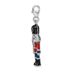 Sterling Silver Enameled Nutcracker Charm with Lobster Clasp  Elegant & Themed