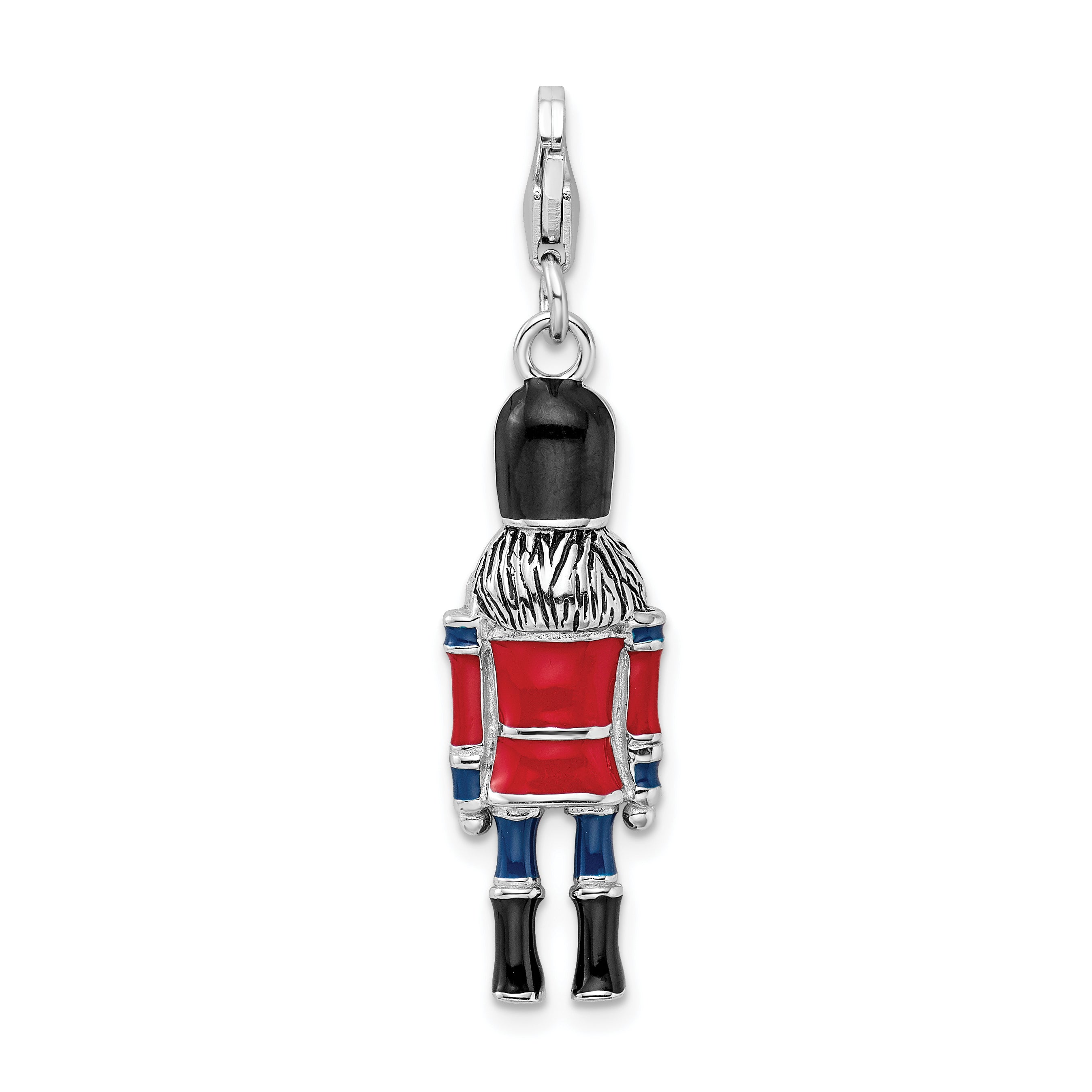 Sterling Silver Enameled Nutcracker Charm with Lobster Clasp  Elegant & Themed