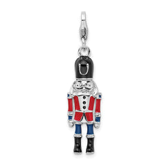 Amore La Vita Sterling Silver Rhodium-plated Polished 3-D Enameled Nut Cracker Charm with Fancy Lobster Clasp