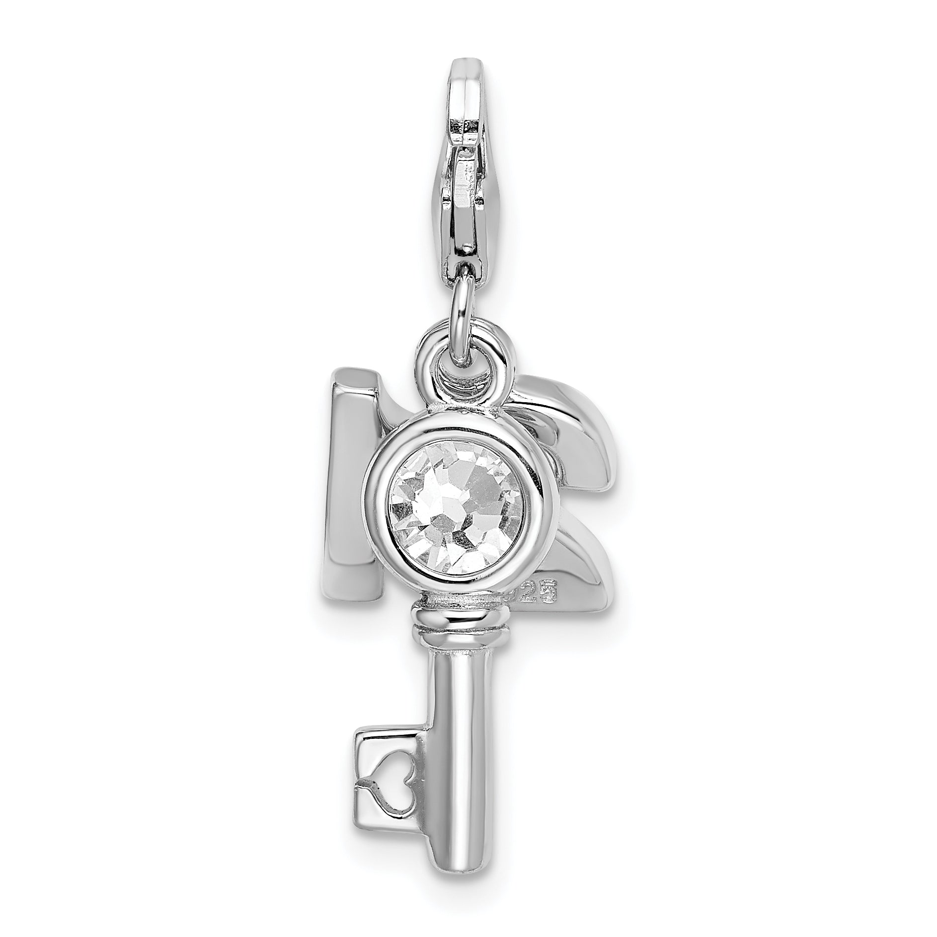 Sophia Jewelers Sterling Silver 3D 21st Birthday Enameled Key Charm