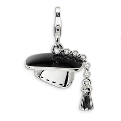 Sterling Silver 3-D Graduation Cap w/Lobster Clasp Charm