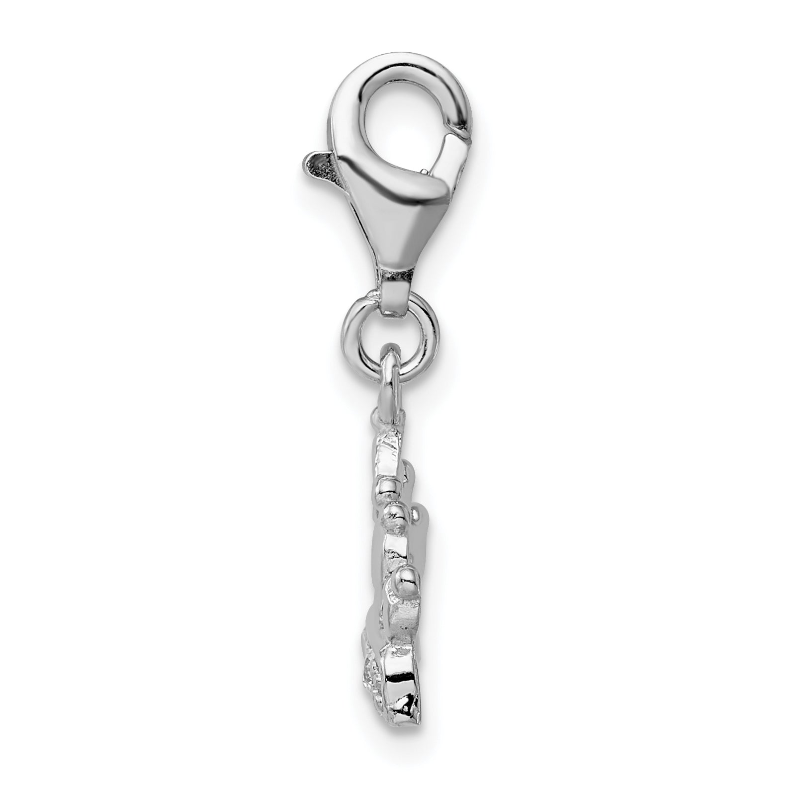 Amore La Vita 925 Sterling Silver CZ Crown Charm with Rhodium-Plated Finish