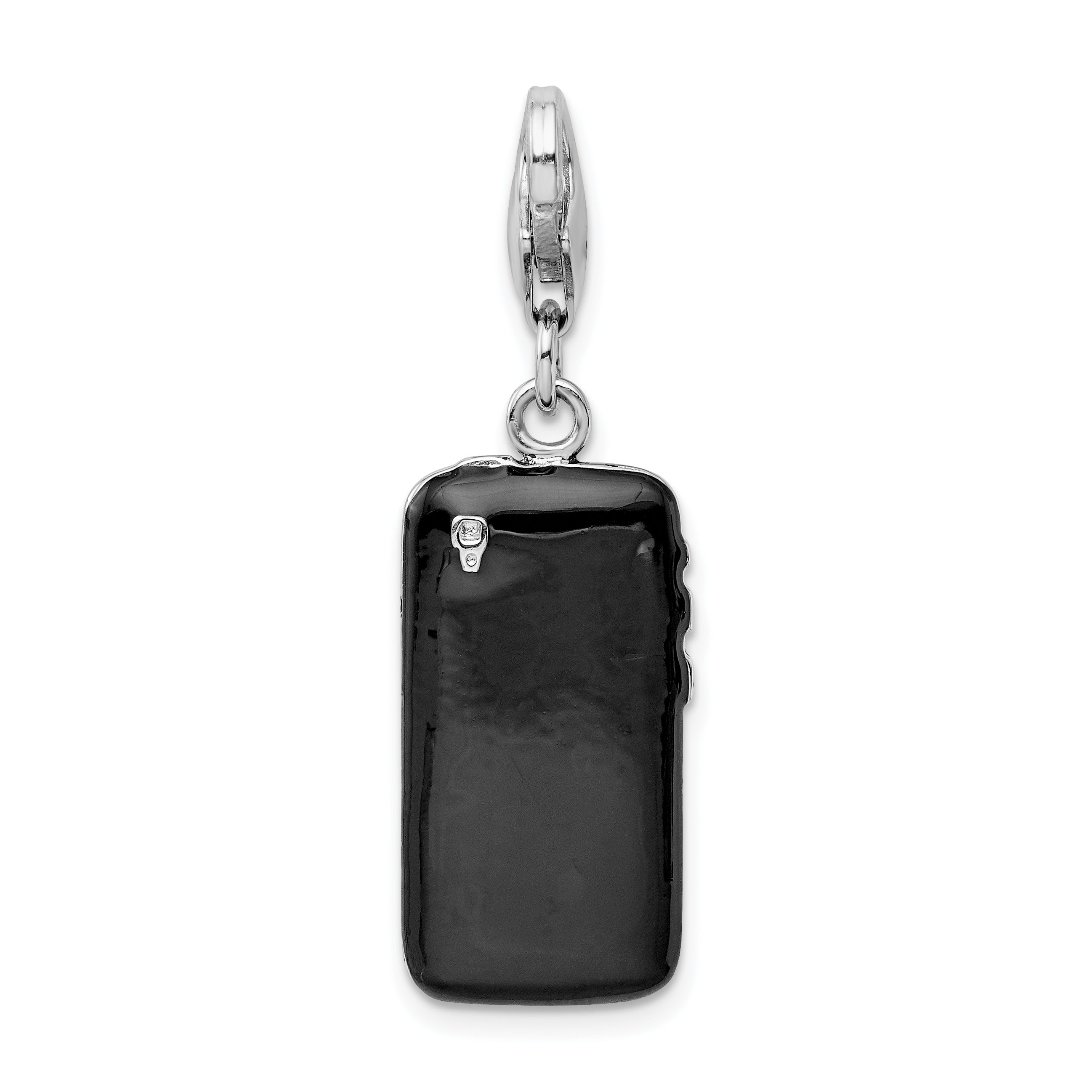 Amore La Vita Sterling Silver Rhodium-plated Polished Black Enameled 3-D Cell Phone Charm