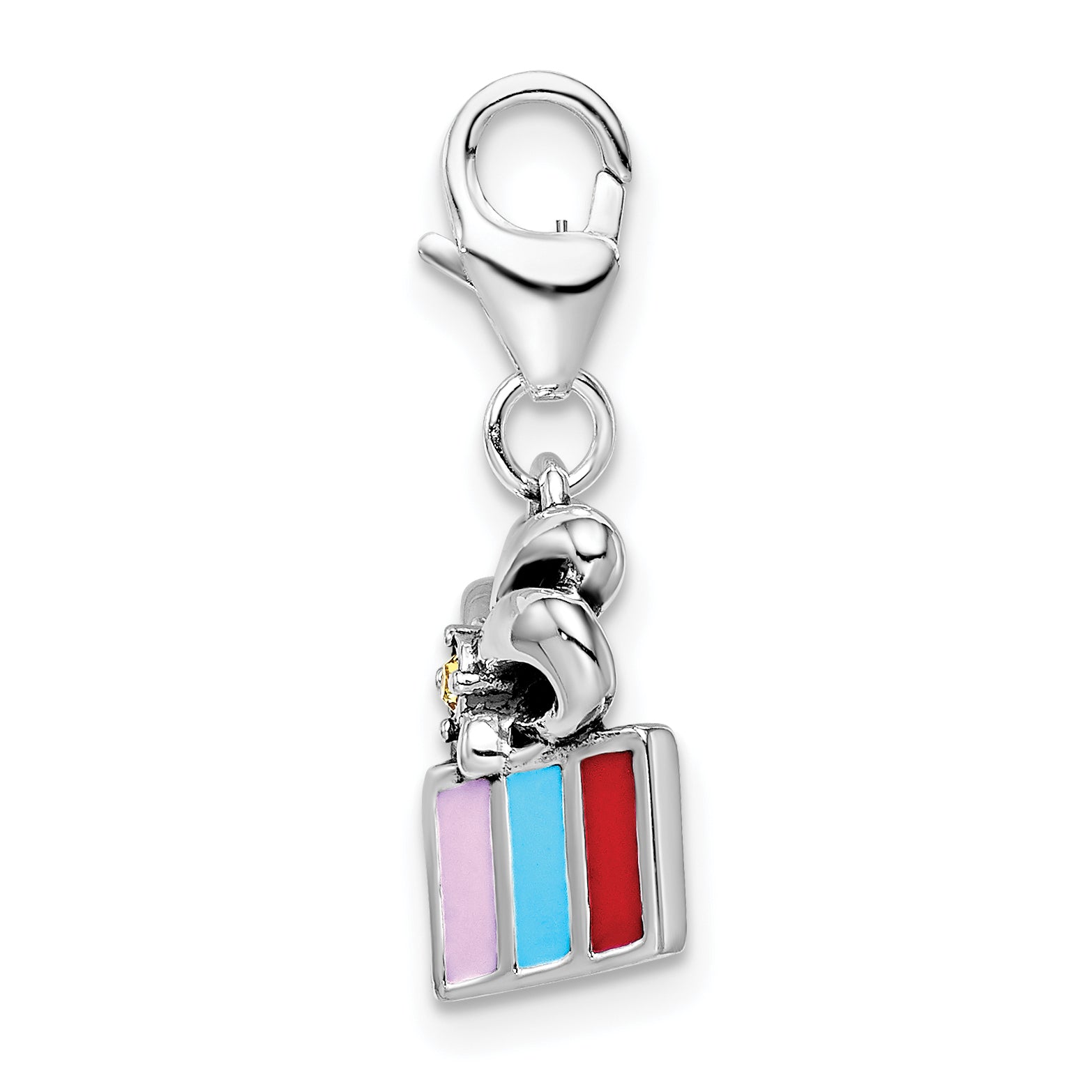 Sterling Silver 925 Yellow Swarovski Charm with Multi-Color Enamel