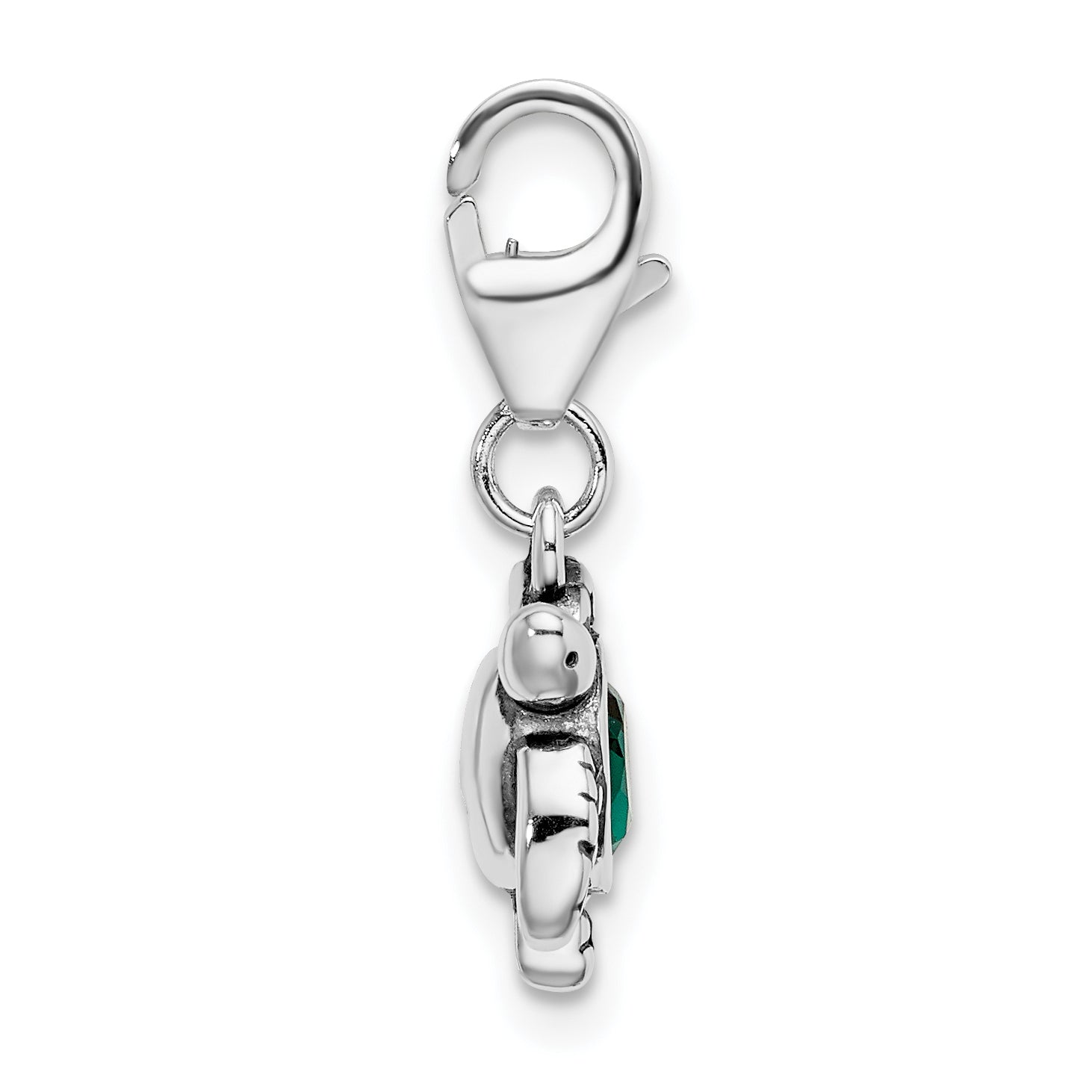 Sterling Silver Green Swarovski Turtle with Lobster Clasp Charm