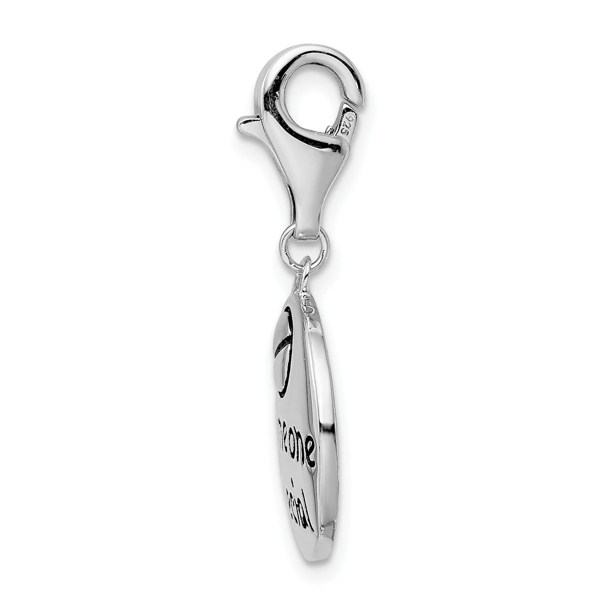 Amore La Vita Sterling Silver Rhodium-plated Polished SOMEONE SPECIAL Round Charm with Fancy Lobster Clasp