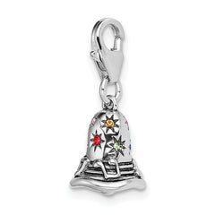 Sterling Silver Multi-color Swarovski Bell with Lobster Clasp Charm