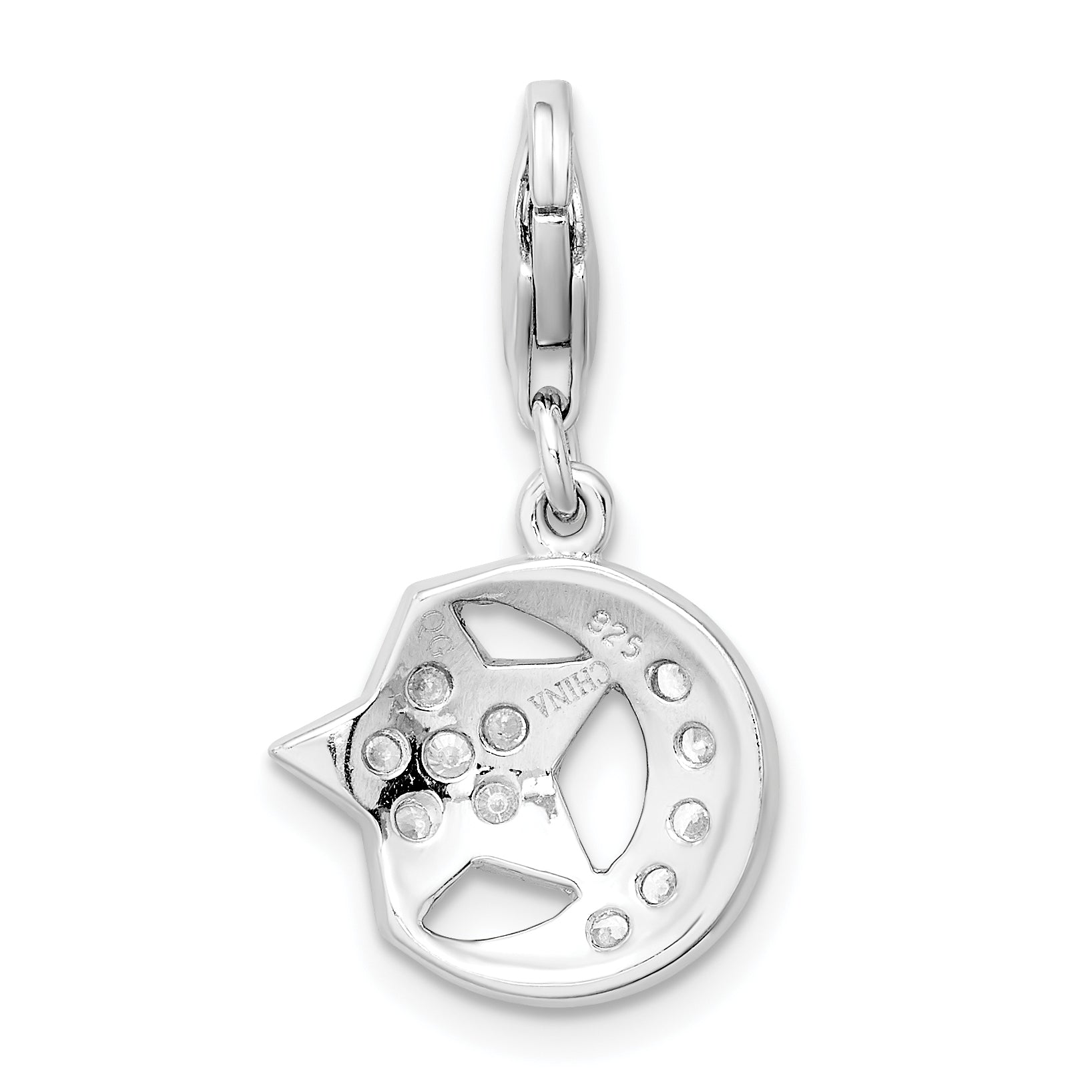 Sterling Silver 925 Moon and Star Charm with CZ Elegance