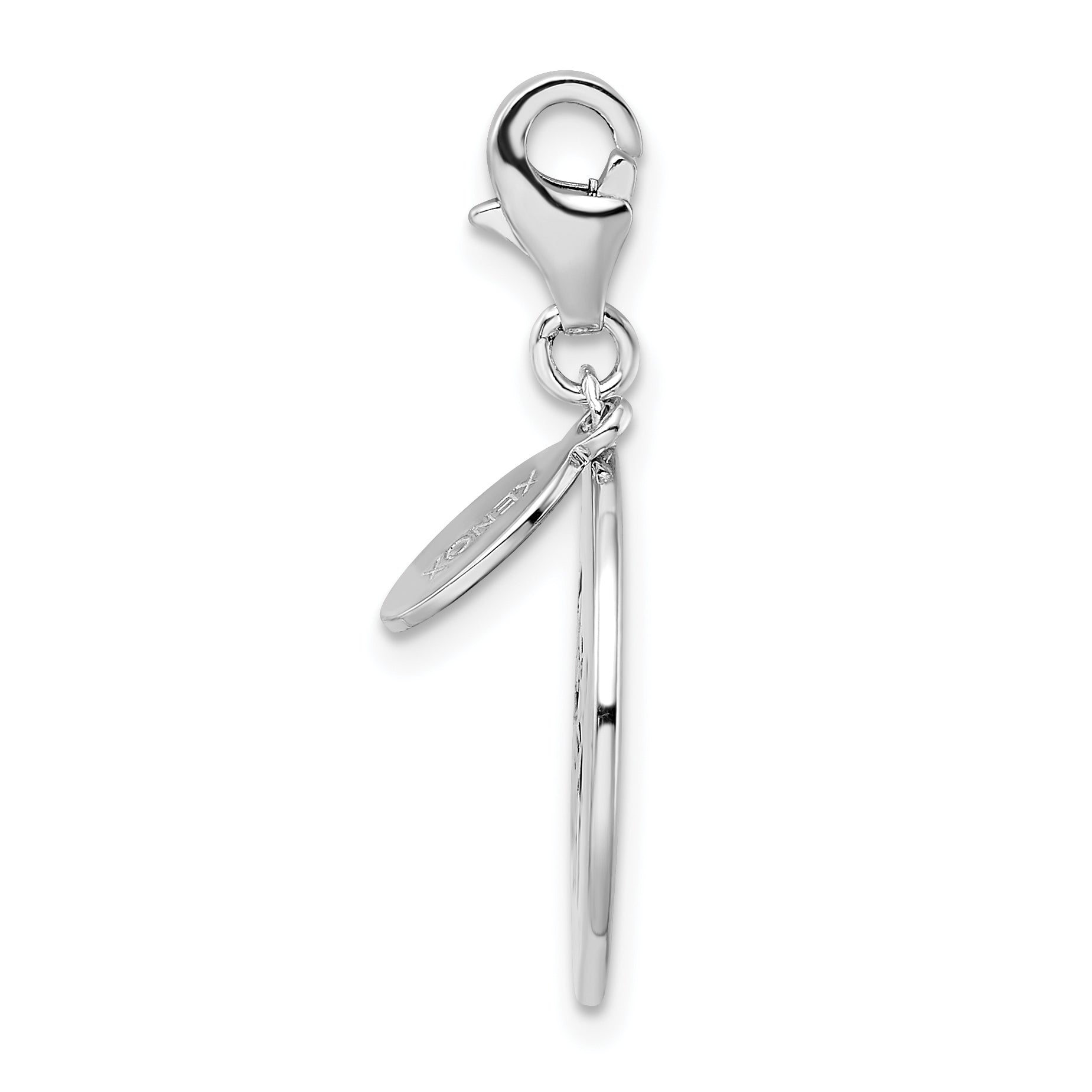 Sterling Silver 925 BE HAPPY Charm with Polished Rhodium Finish