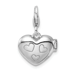 Sterling Silver Enameled LOVE Heart Locket Lobster Clasp Charm