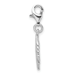 Sterling Silver Polished Feather with Lobster Clasp Charm