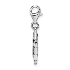 Sterling Silver Polished and Oxidized 3D Wing Lobster Clasp Charm