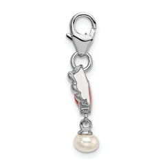 Amore La Vita 925 Silver Heart Wing Charm with Pearl Dangle