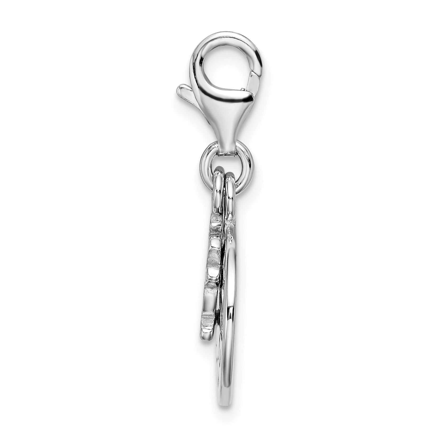 Sterling Silver Polished PEACE Lobster Clasp Charm