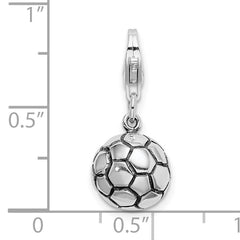 Sterling Silver Polished and Antiqued Soccer Ball w/ Lobster Clasp Charm