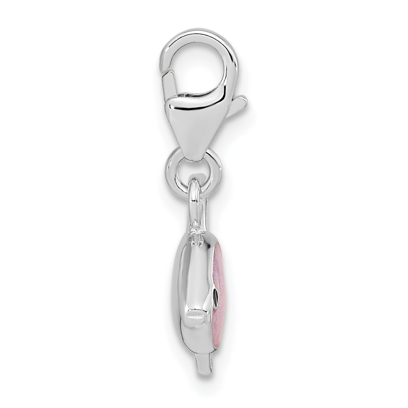 Amore La Vita Sterling Silver Rhodium-plated Polished 3-D Enameled Angel Fish Charm with Fancy Lobster Clasp