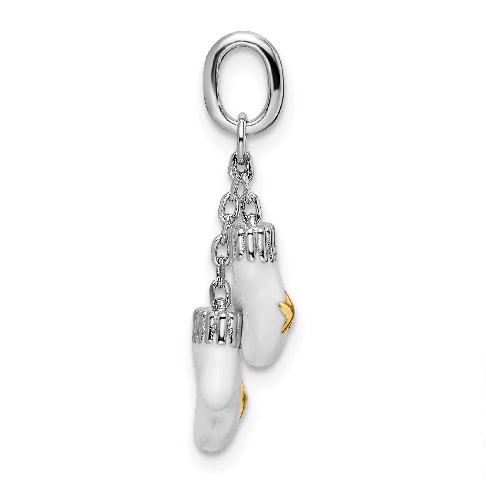 Amore La Vita Sterling Silver Rhodium-plated and Gold-tone Polished Enameled Mitten Charm