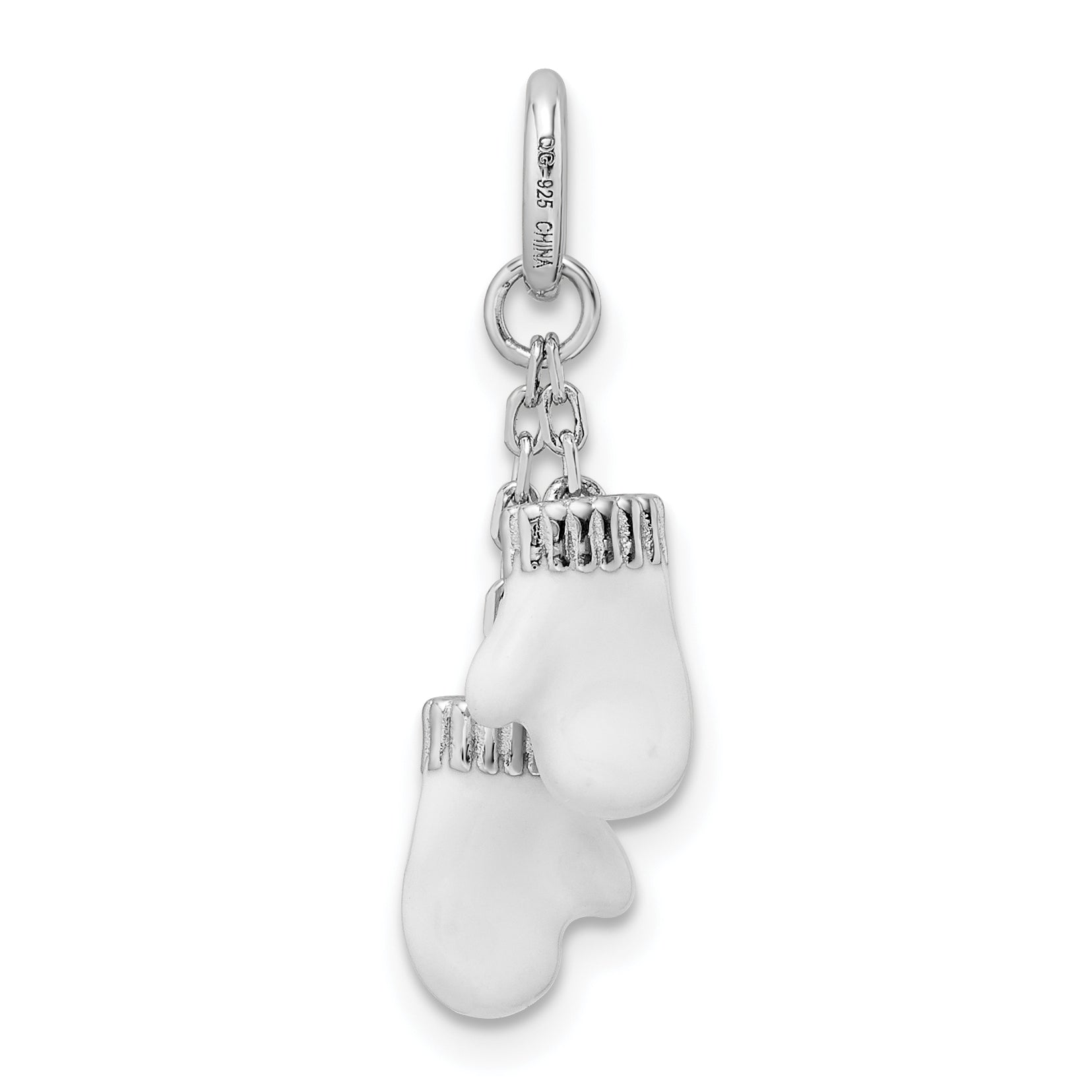 Amore La Vita Sterling Silver Rhodium-plated and Gold-tone Polished Enameled Mitten Charm