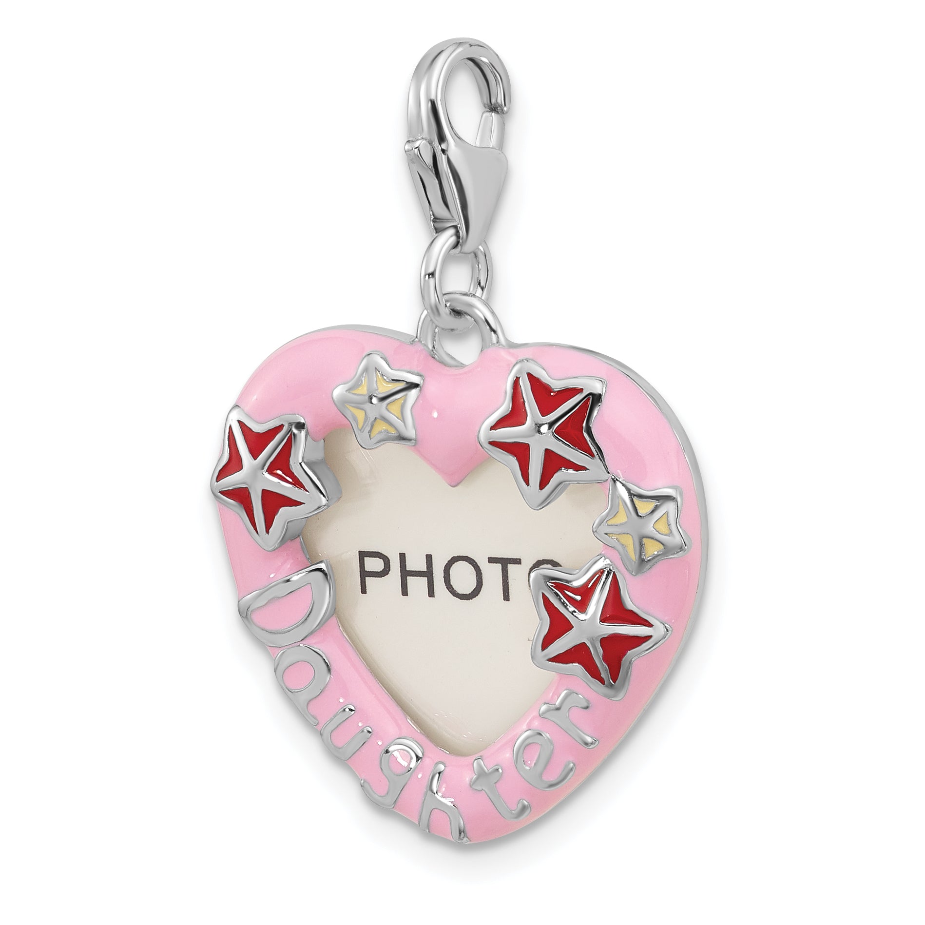 SS Amore La Vita Rh-pl Enamel DAUGHTER Heart Picture Frame Charm