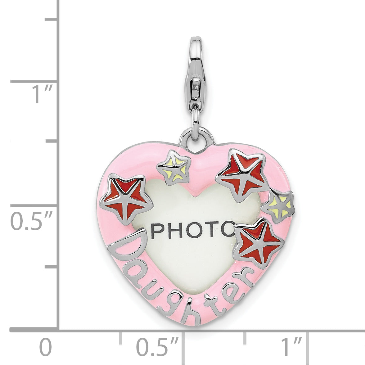 SS Amore La Vita Rh-pl Enamel DAUGHTER Heart Picture Frame Charm