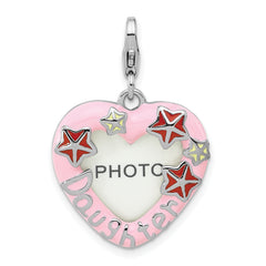 SS Amore La Vita Rh-pl Enamel DAUGHTER Heart Picture Frame Charm