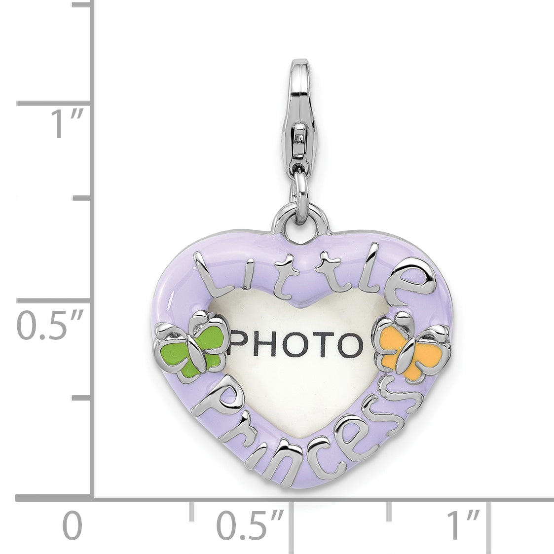 SS Amore La Vita Rhod-pl Enamel PRINCESS Heart Picture Frame Charm