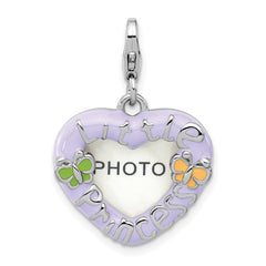 SS Amore La Vita Rhod-pl Enamel PRINCESS Heart Picture Frame Charm