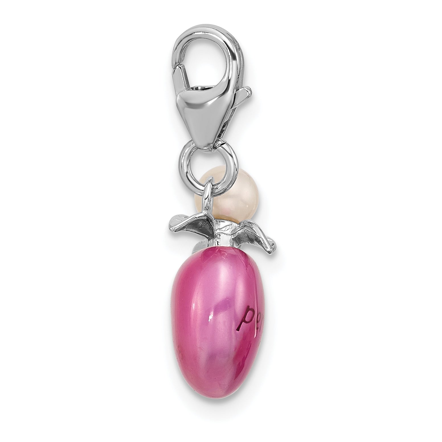 SS Amore La Vita Rhod-pl Enamel FWC Pearl 3-D Perfume Bottle Charm