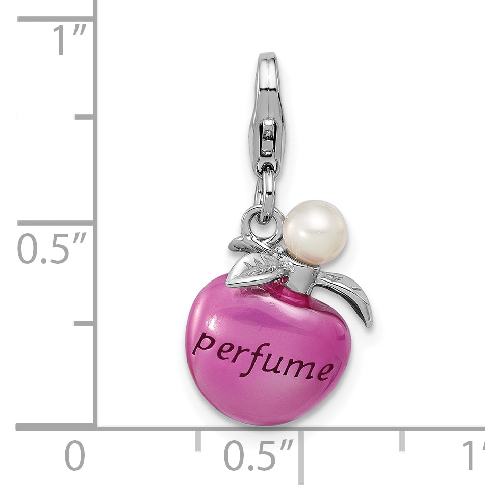 SS Amore La Vita Rhod-pl Enamel FWC Pearl 3-D Perfume Bottle Charm