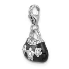 SS Amore La Vita Rh-plated Enamel Swarovski Crystal 3-D Handbag Charm