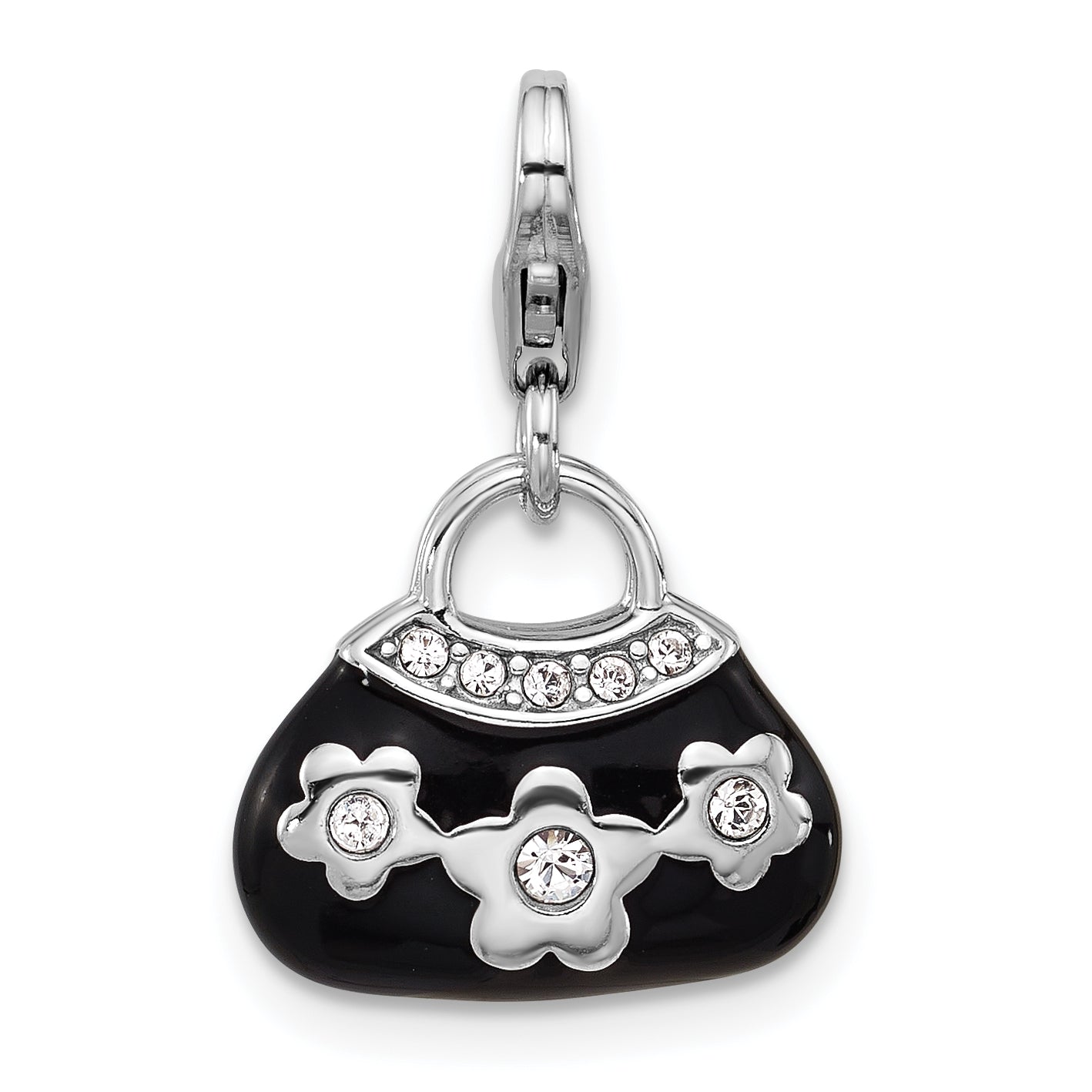 SS Amore La Vita Rh-plated Enamel Swarovski Crystal 3-D Handbag Charm