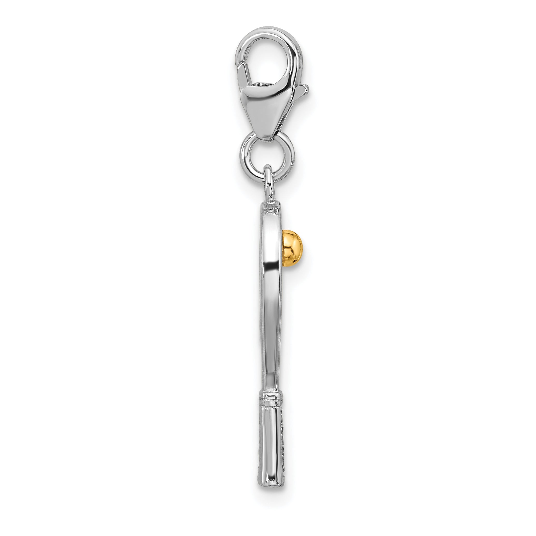 SS Amore La Vita Rh-plated Gold-plated CZ 3-D Tennis Racquet Charm