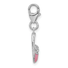 Sterling Silver Amore La Vita Rh-plated Enameled Ballet Shoes Charm