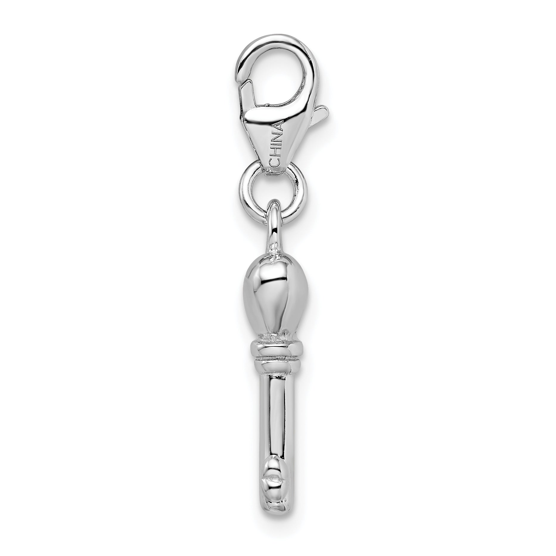 Amore La Vita Sterling Silver 3D Key Charm with Rhodium Lobster Clasp