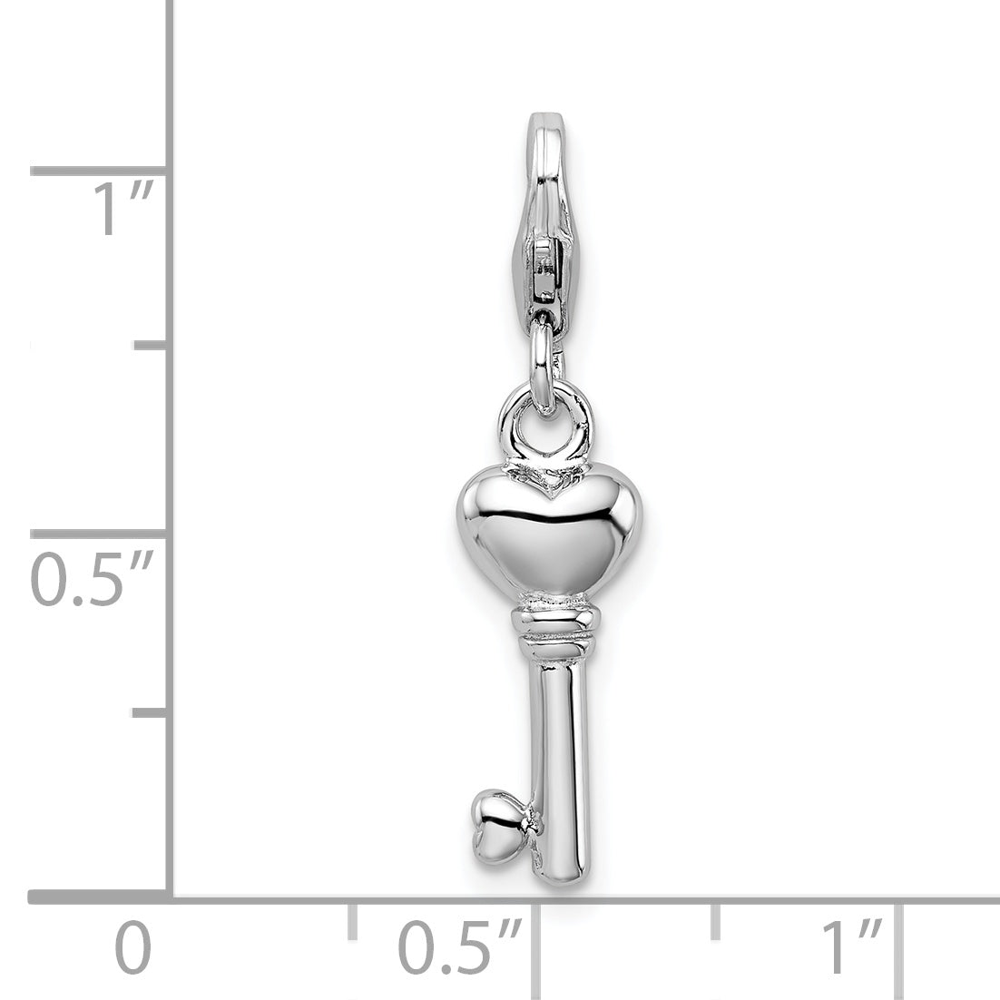 Amore La Vita Sterling Silver Rhodium-plated Polished 3-D Key Charm with Fancy Lobster Clasp