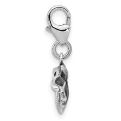 Sterling Silver Amore La Vita Rhodium-plated  Antiqued 3-D Bat Charm