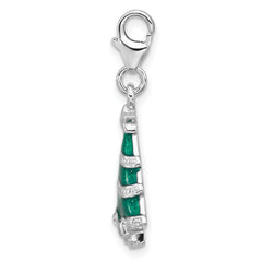 SS Amore La Vita Rh-plated Enameled Swarov Crystal Christmas Tree Charm