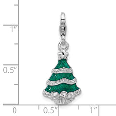 SS Amore La Vita Rh-plated Enameled Swarov Crystal Christmas Tree Charm