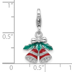 SS Amore La Vita Rhodium-plated Enameled Christmas Bells Charm