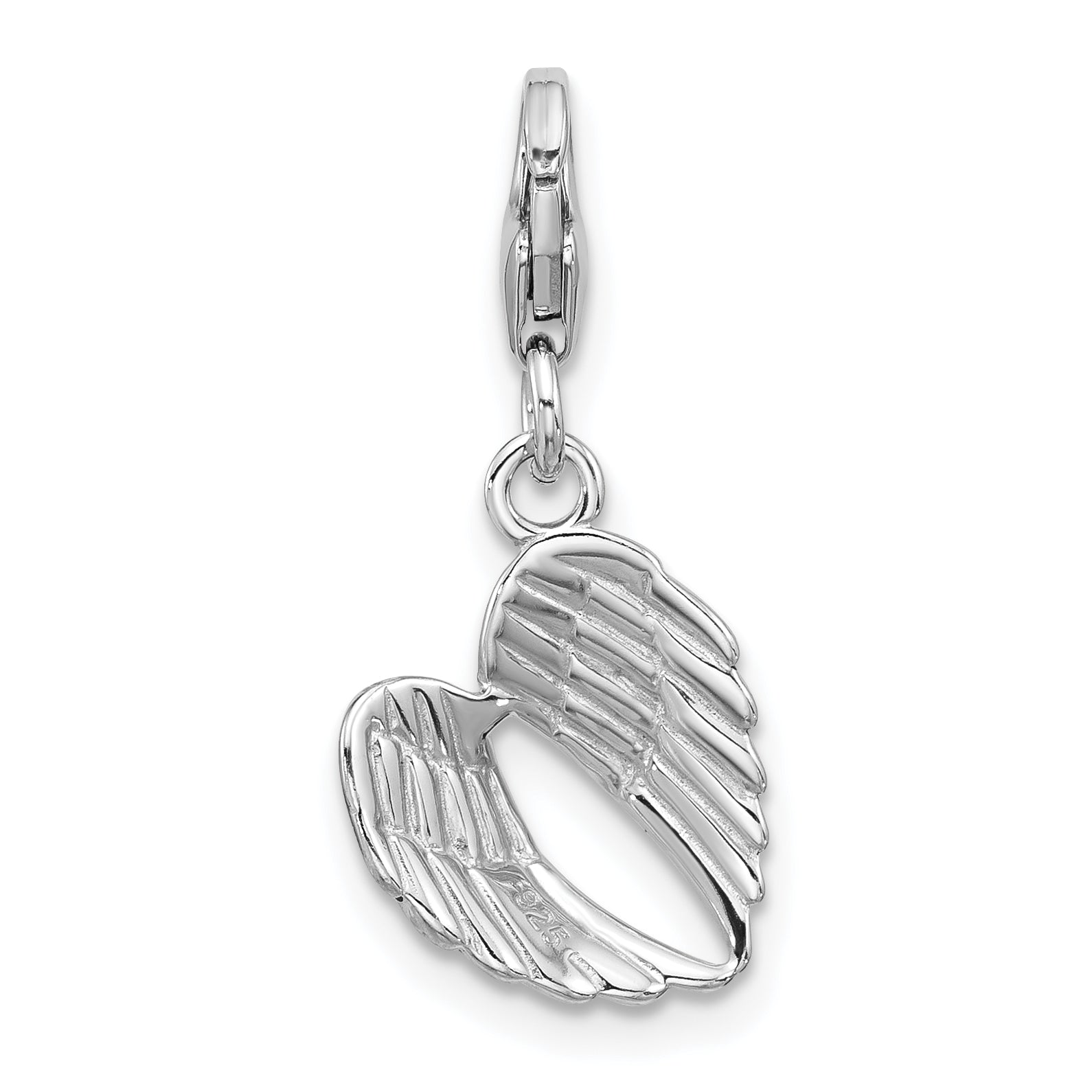 SS Amore La Vita Rhod-plated Enameled 3-D Pair of Angel Wings Charm